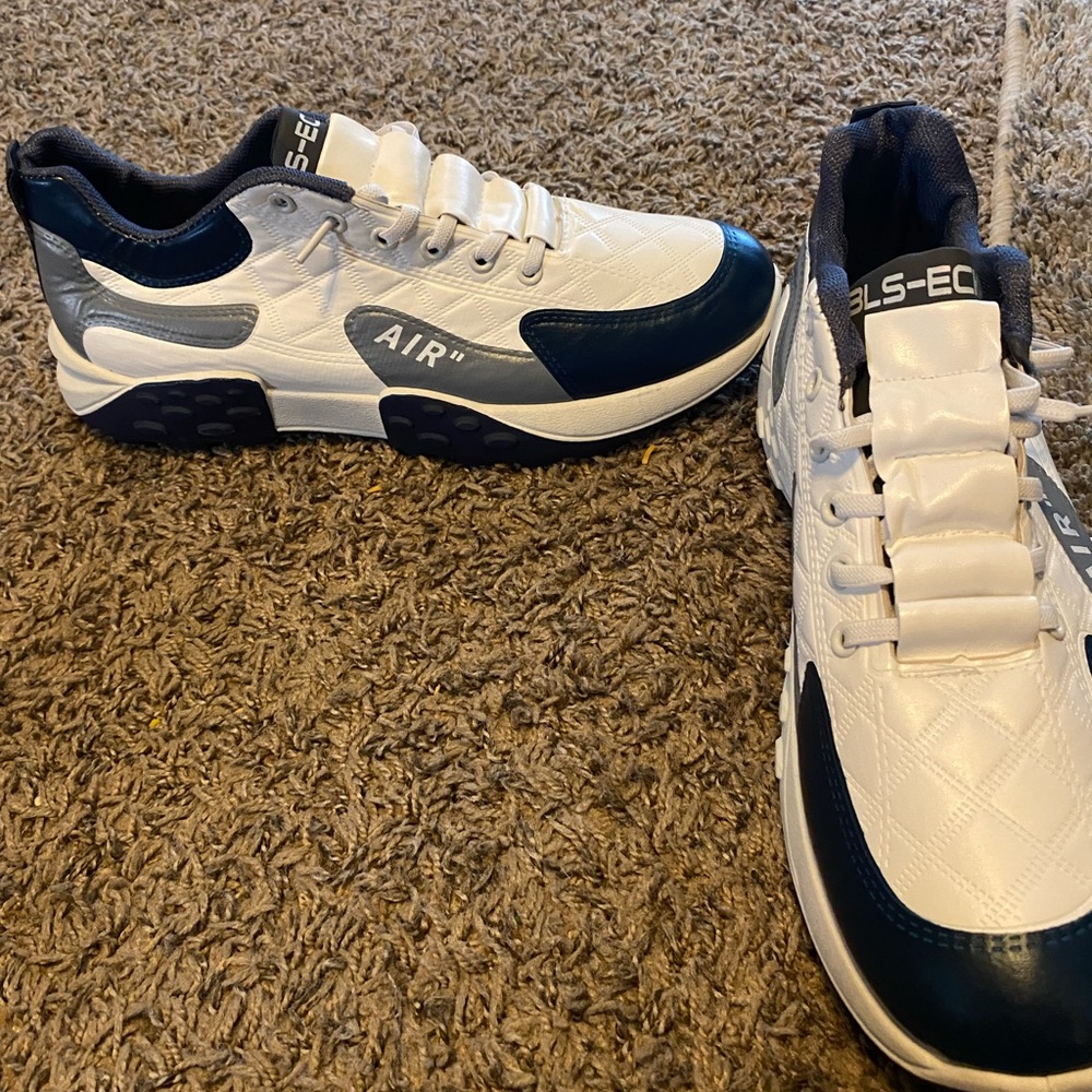 Men's White and Blue Sneakers